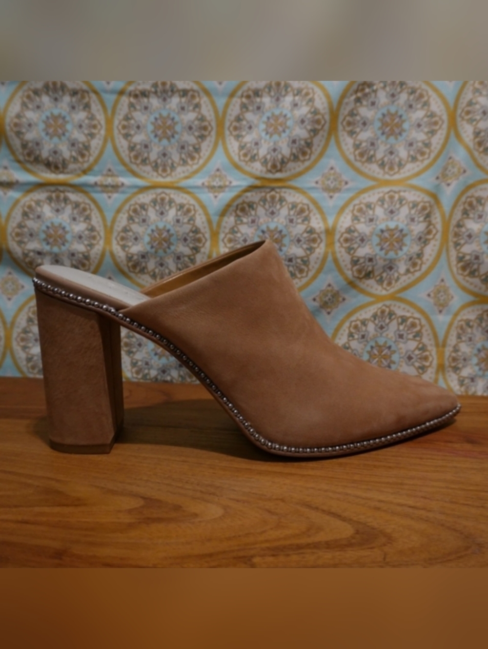 1. STATE Tan Nubuck Pointed-toe Mules